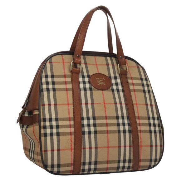 Burberrys Nova Check Hand Bag Canvas Beige Auth - Picture 1 of 16